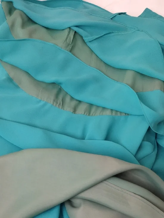 Regina Bianca Vintage 80s Teal Formal Gown Pearl Beaded Cuffs Size 14 - Picture 12 of 12